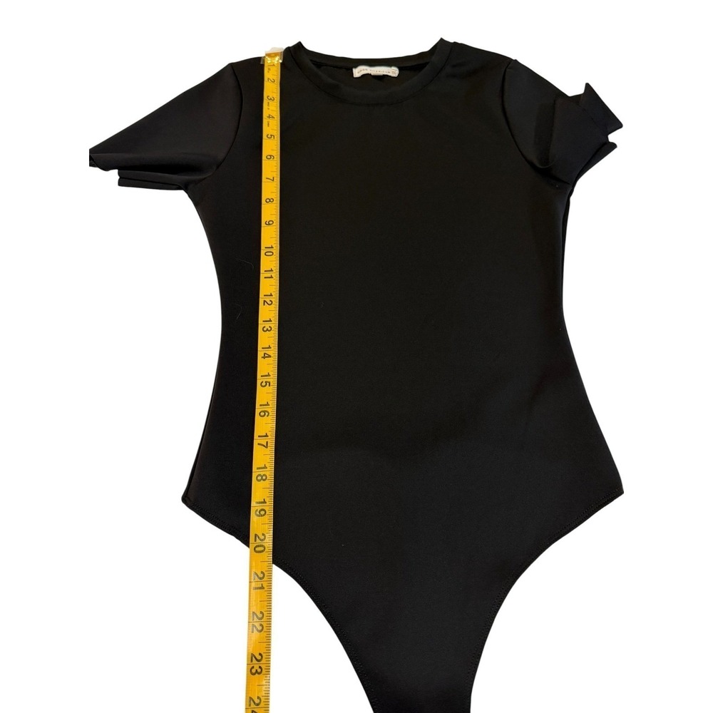 Good American Compression Crew Neck Bodysuit Black 1 Thong Short Sleeve GB0365 - Picture 10 of 13